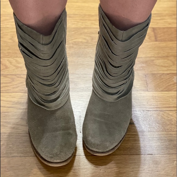 Ladies Matisse Leather ankle boots in gray suede - Picture 4 of 7